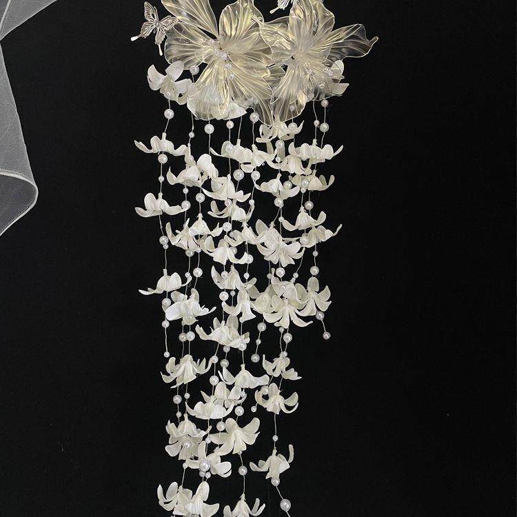 珍珠瀑布风信子手拎花新娘手捧花结婚拍照饰品手提式手捧花手工
