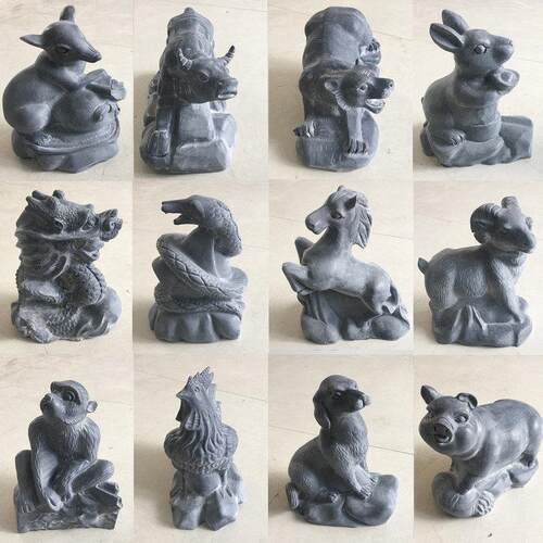 蓝石十二生肖石雕饰品鼠牛虎兔龙蛇马羊猴鸡狗猪天然石雕十二生肖