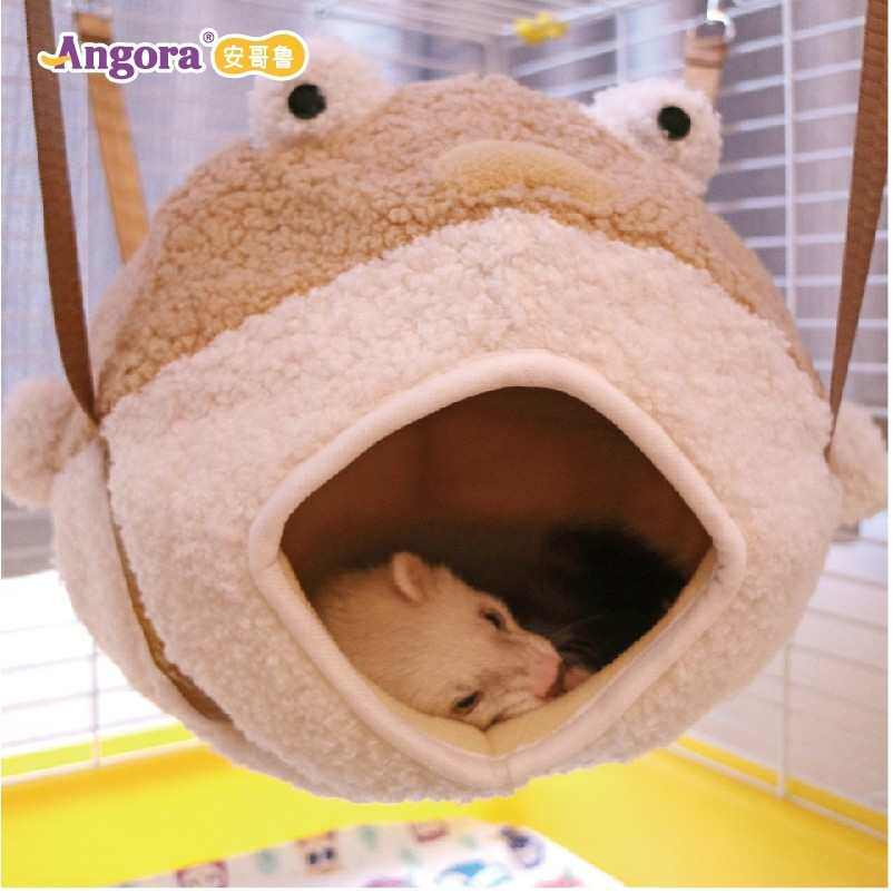 安气卡通可爱窝保暖鼓宠物吊床毛绒冬季格鲁棉鲁鱼貂安哥布料雪