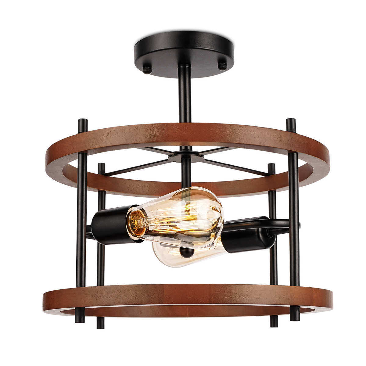 美式工业农舍风吸顶灯黑色棕色铁艺双灯头室内灯具餐厅吸顶灯,家装灯饰光源,智能吸顶灯,淘宝优惠券,粉丝福利购,淘宝优惠卷