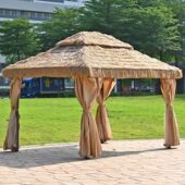 凉亭户外院庭铝亭子合金室外茅草小阳光房无品牌 茶室农村屋小院