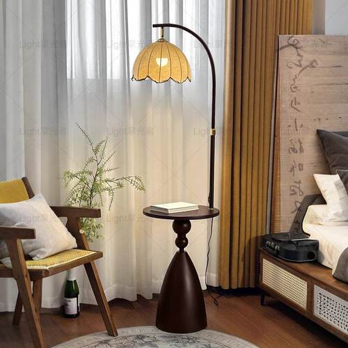 覆古落地灯客厅沙发旁边几气氛灯中古风美式卧室床头柜置物台灯