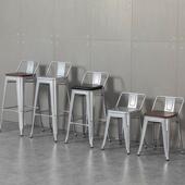 椅子实木现代椅子铁简约吧台家用收银台高脚艺凳子高脚靠背酒吧椅