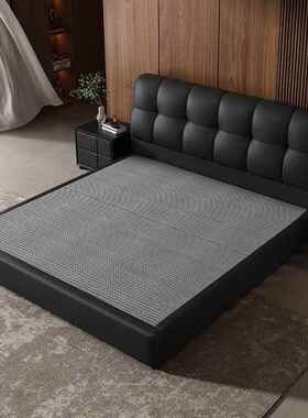 式极小简床主卧现芙代简约1.5米户型婚68568意床黑色泡软包储物床