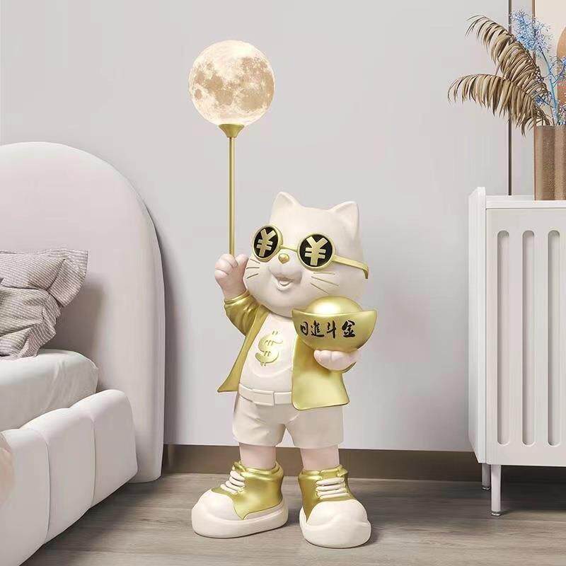 现代简约大型落地猫摆件客厅电视柜沙发旁办公室大厅前台装饰品