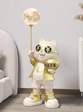 现代简约大落地猫摆件办厅AKA电视柜客沙发型旁公室大厅前台装饰