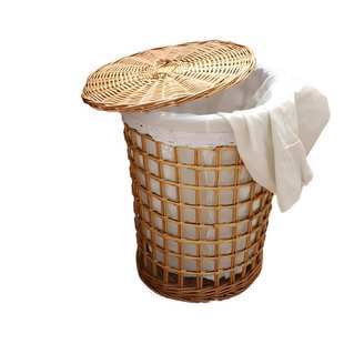 用衣服收纳藤编定制脏盖火锅店柳编篓筐篮高档脏镂空带田园衣收纳
