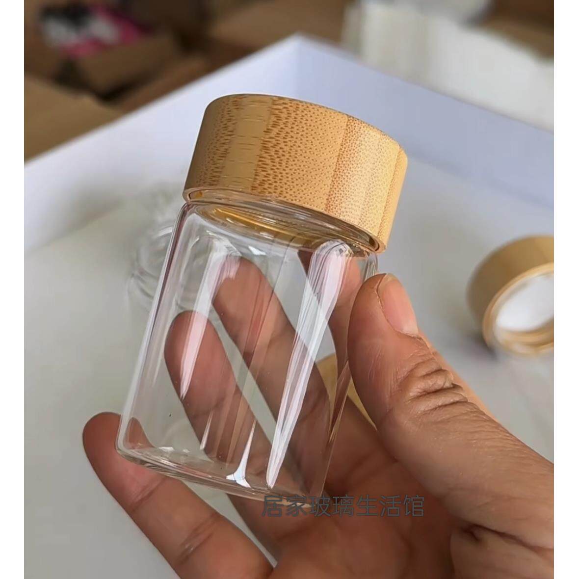 咖啡豆密封罐包邮小号玻璃瓶储物罐竹木盖迷你小沉香瓶空瓶