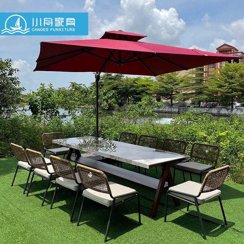 户外露天天台藤编桌椅室外花园庭院多人聚会餐桌防水防晒椅子组合