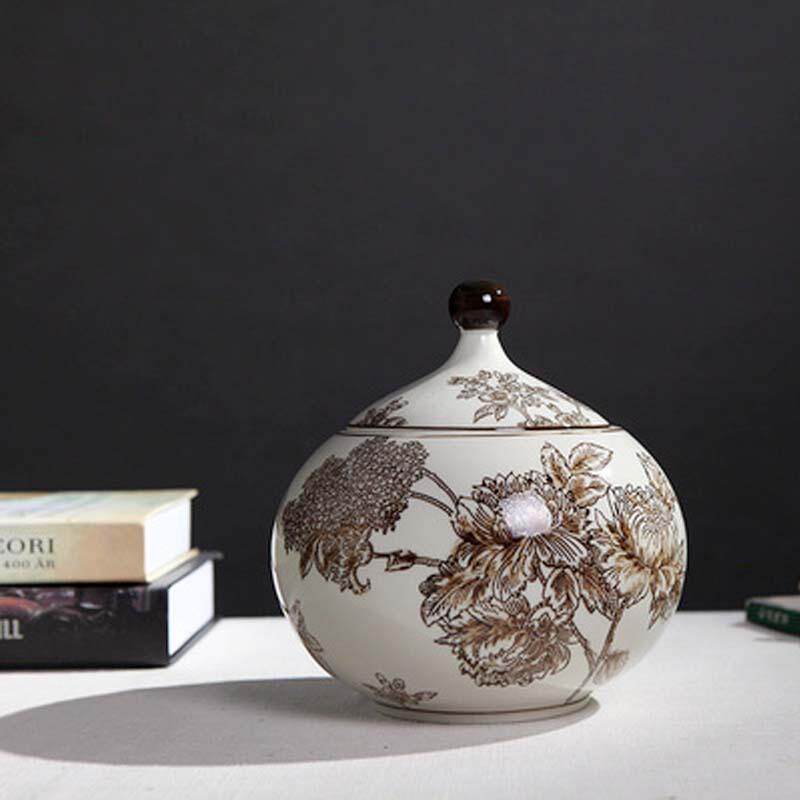 陶瓷器仿古中式陶瓷罐花瓶客厅玄关复古青花瓷摆件手工收纳