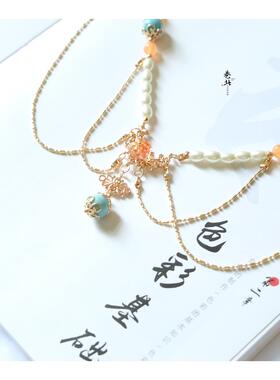 唐制汉服项炼坦领配饰诃子裙敦煌飞天项圈遇见神鹿瑶饰品软璎珞