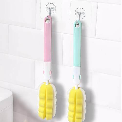 Long-handled cup brush, baby bottle brush with detachable sp