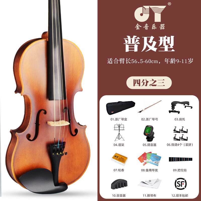 高档金音小提琴乐初者成学人儿童实木学生练习器入门演考奏专业级