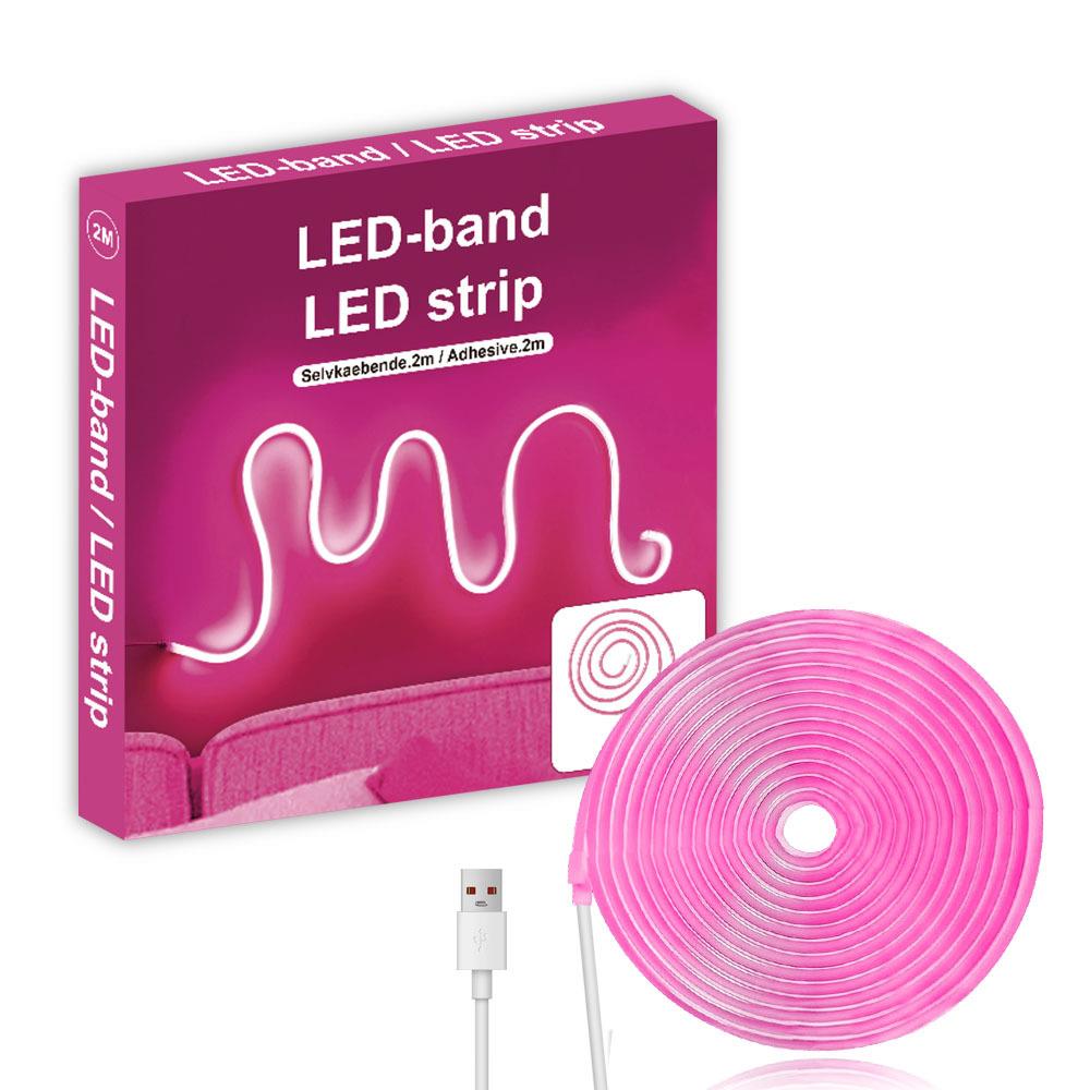 厂家直销粉色霓虹灯LED5V2M防水霓虹灯适用于室内和室