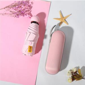 胶囊伞骨五折伞眼镜盒伞超轻迷你防晒黑胶遮阳口袋伞小巧太阳伞