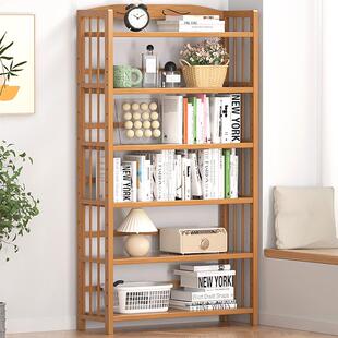 桌面书架实木家用落地置物书架子客厅多层收纳实木学生简易小型桌