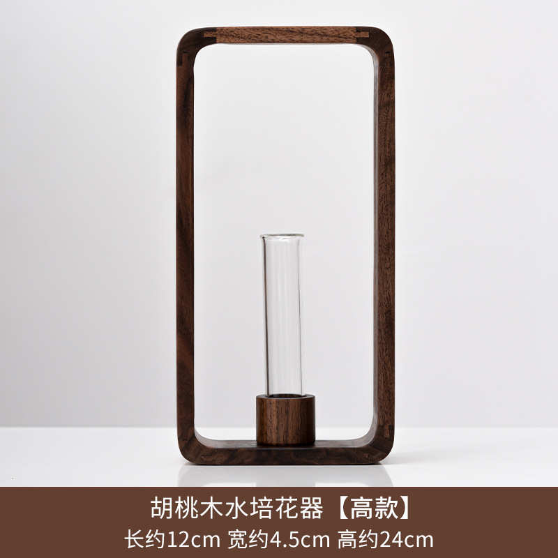 装饰观赏壁挂花插桌面花器挂挂水培墙壁瓶水培日式胡桃木花瓶茶室