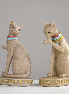 铭泽树脂工艺品砂岩猫家居装饰品摆件埃及猫动物创意