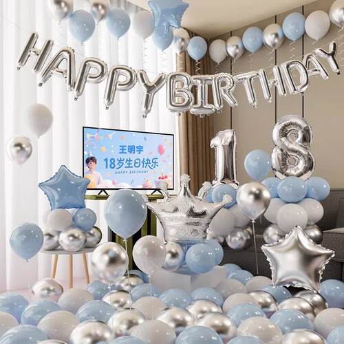 生日场景布置装饰气球18岁成人礼快乐男孩女孩十八高级感派对氛围
