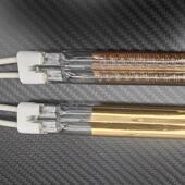 双加孔镀金加热管红外线590辐射加热管外碳纤维加热管红双孔镀金