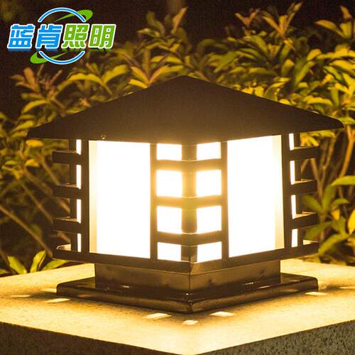 户外围墙柱头灯防水防虫别墅花园门柱庭院灯景观灯大门方形柱头灯