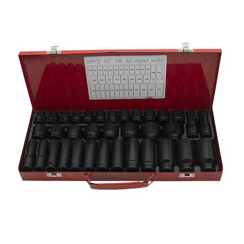 新款套筒12.5MM系列1/2短加长气动套筒加厚35件套组合汽机修工具