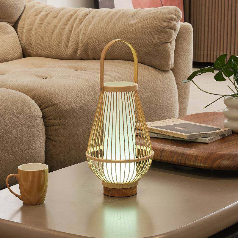 WH-TD132款中式竹艺古风手提台灯茶室装台新灯充电饰台茶灯复古风