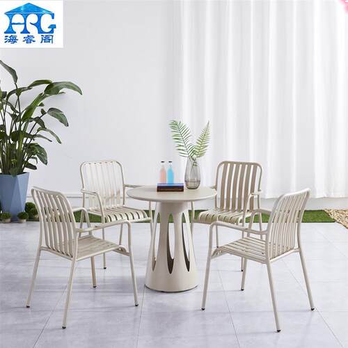 室外外桌椅简约庭院露天闲餐厅酒店具彩色休家露天户铁艺桌椅L-20