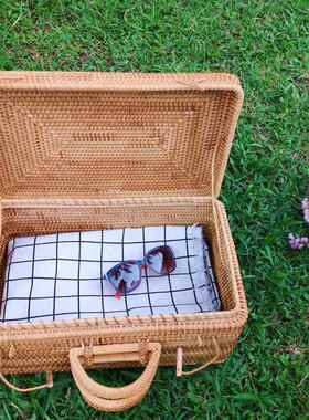 藤织编7865手箱山藤经手李工编收纳箱提整理箱藤编行箱