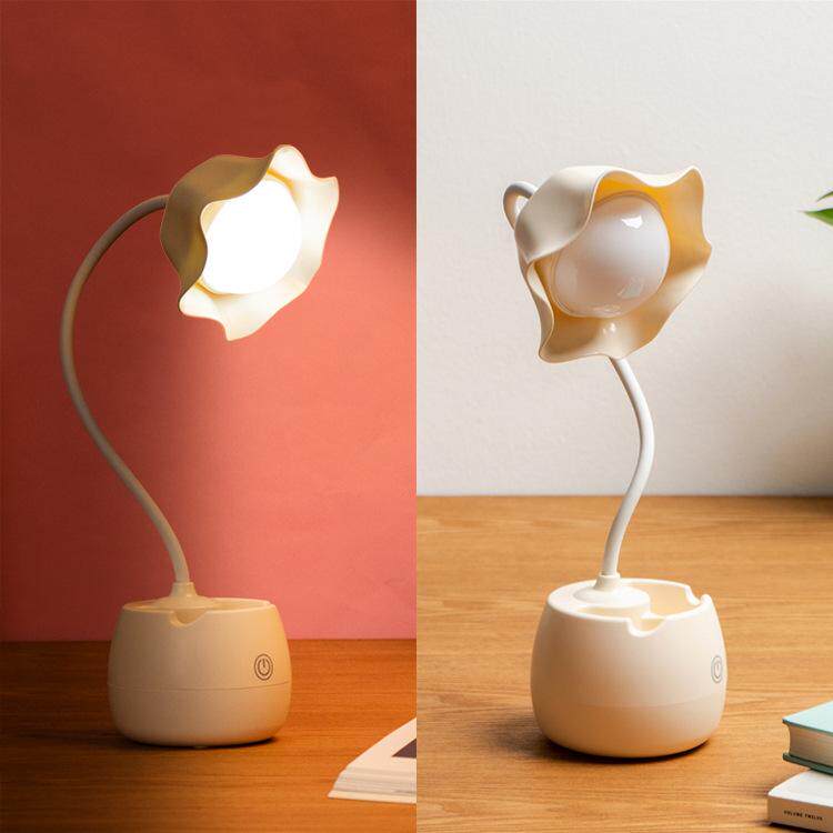 台灯学习专用少女心led书桌写作业女孩公主写字床头护眼灯可充电