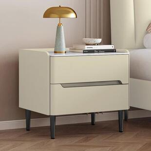 全实木轻奢床头柜纯实木岩板收纳柜现代实木收纳柜简约卧室床边柜