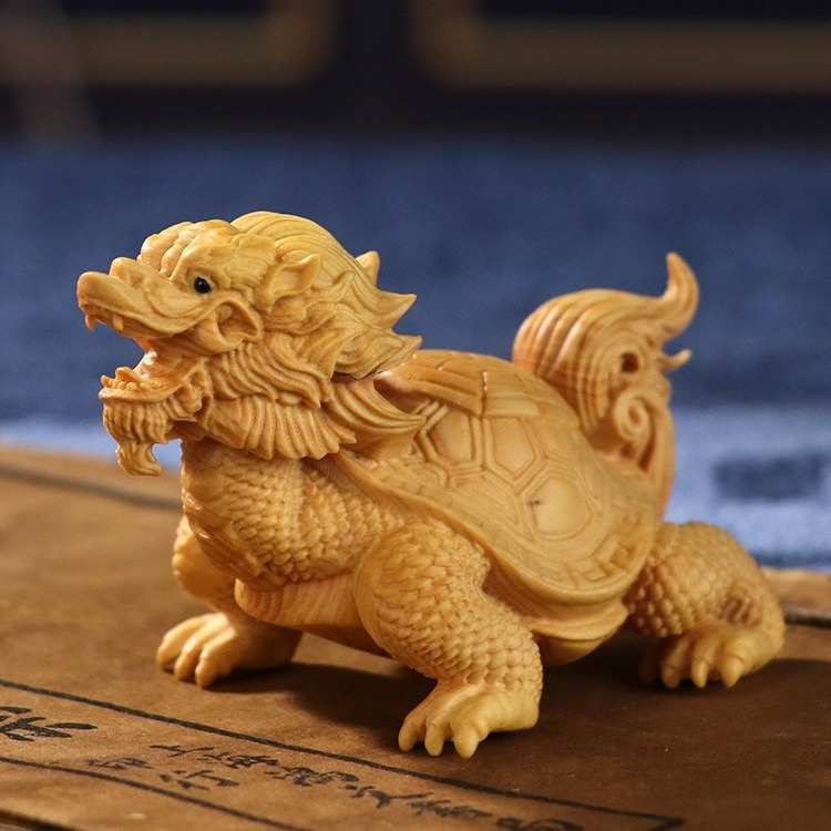 小叶黄杨木雕刻神兽龙龟家居汽车摆件手把件文玩把玩件男盘玩木质