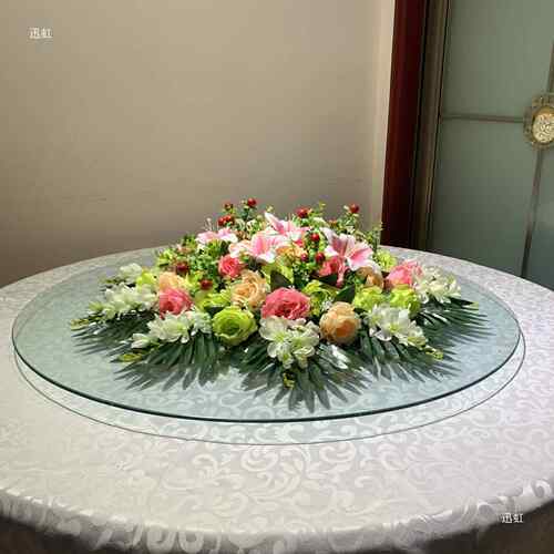餐桌花摆花酒大饭店圆桌F97H6HSH面花店桌子摆花桌摆花圆桌转盘摆