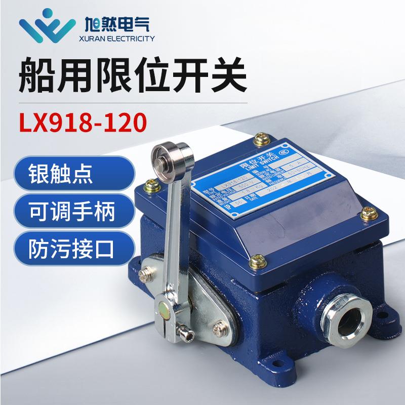 重型船用LX918-120行程开关500V5A树脂防水防腐限位开关手柄可调