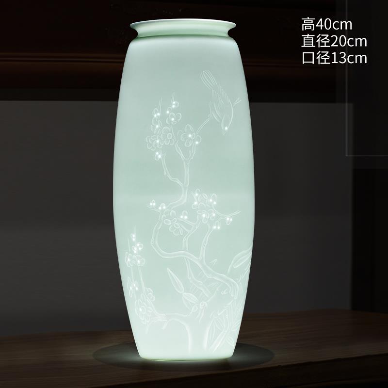 正品景镇陶德瓷珑瓷乔摆件玲插花装饰新中式客厅电视柜博古架装饰