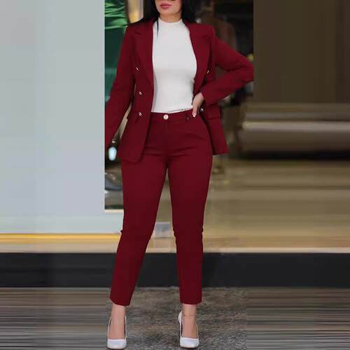 Women's waist cinched double two suit set