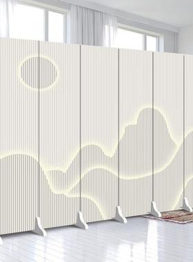 纯白色屏风隔断简约现代进门公司LOGO办公室遮挡移动折叠简易折屏