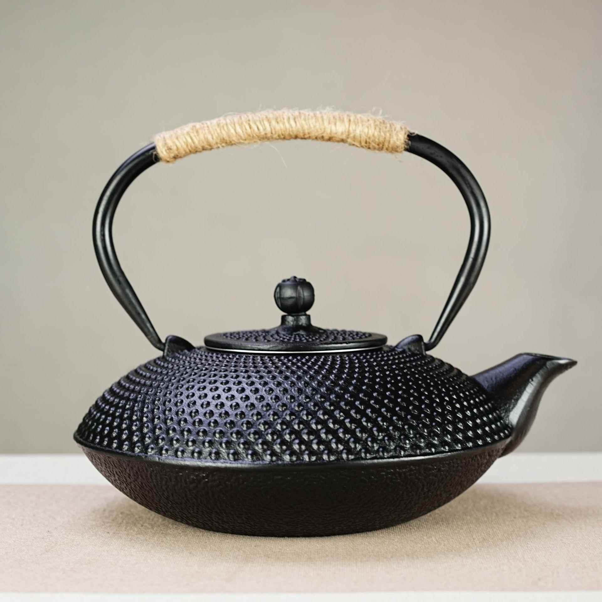 800ml铁茶壶带滤网中式煮水泡茶家用养生铸铁壶摆件饰品茶具