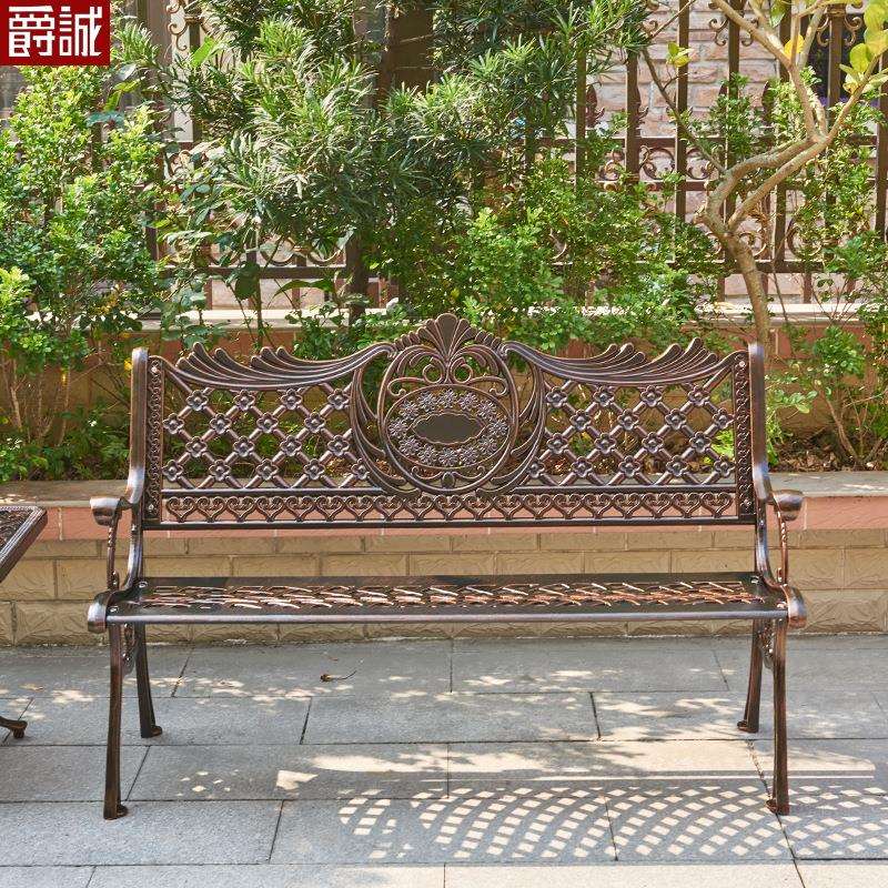 公园椅户外长椅子长凳子花园庭院休闲铁艺花靠背椅子室外座椅铸铝