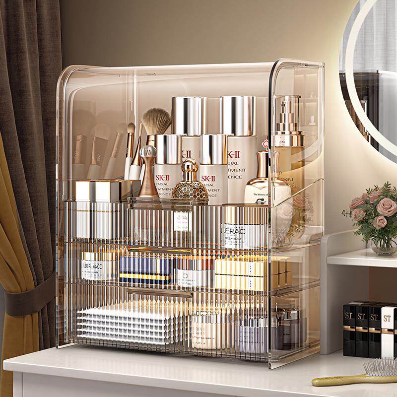 化妆品收纳盒轻奢防尘箱大容量抽屉化妆台粉饼面膜化妆品置物架子