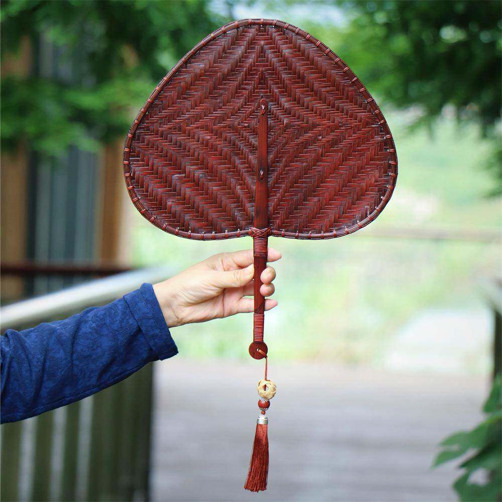 夏季竹编做旧扇 竹编扇 古风扇子 流苏挂饰扇手工竹编扇子竹制品