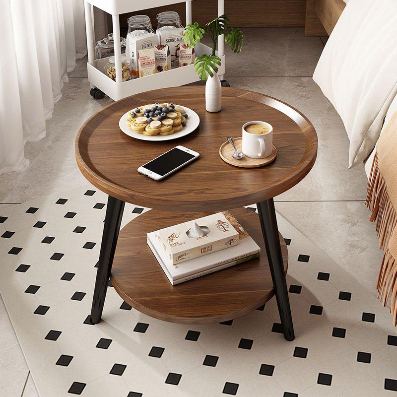 民宿床头小圆桌北欧极简小户型茶几客厅阳台双层小边几卧室置物架