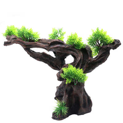 仿真迎客松大型鱼缸造景沉木水草草缸造景躲避水族箱绿植造景摆件