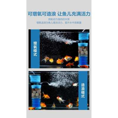 创宁内置过滤器鱼缸三合一净水循环免换水潜水泵吸便增氧圆形