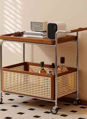 实可移边几车不锈钢OZP收纳中动古木小推客厅储物藤编置物架简约