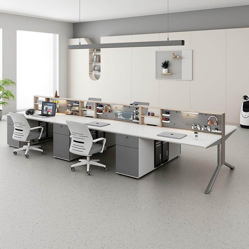 办公桌员工职员工位简约现代双四人位洞洞板挂板置物屏风桌椅组合