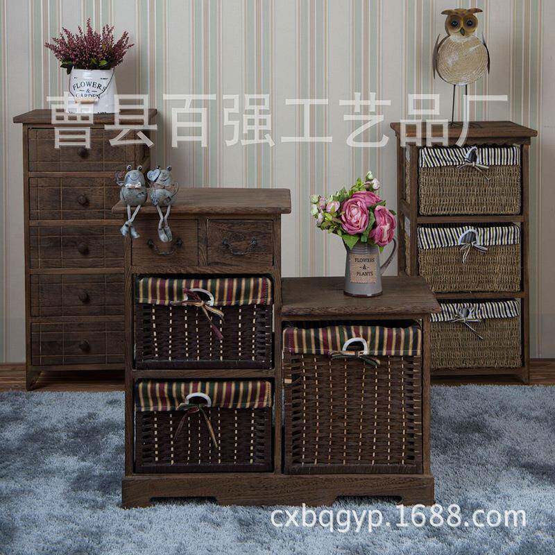 高低收纳柜收纳箱斗柜床头柜客厅卧室编织框组合收纳柜