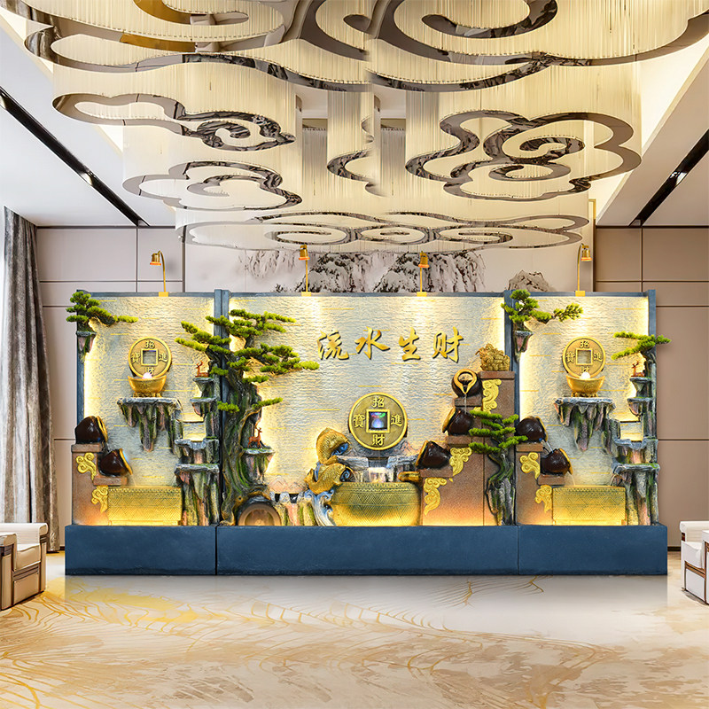 新欧式假山流水喷泉客厅水幕墙流水屏风公司店铺客厅玄关装饰摆件