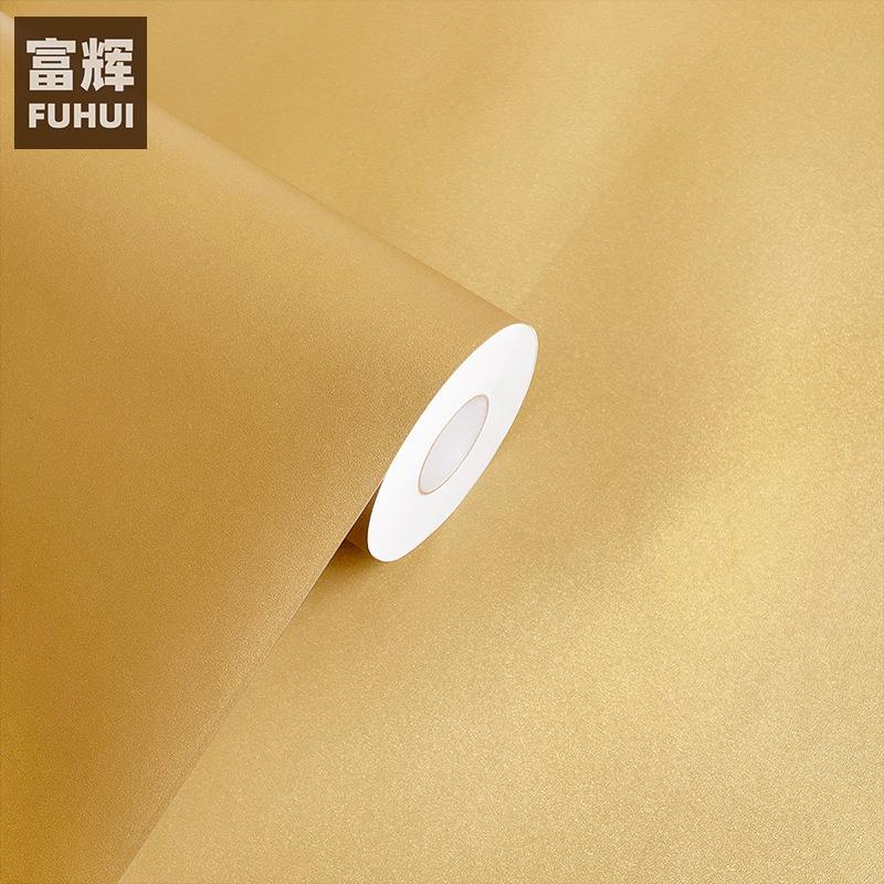 金黄色磨砂自粘墙纸PVC仿金属质感电器展柜贴膜家具翻新波音软片