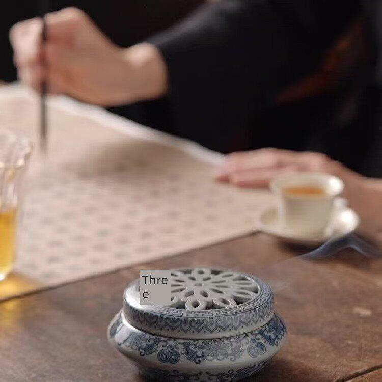 青花炉古代陶土陶瓷工艺品香饰品回流香薰炉创意家居香插入香路径
